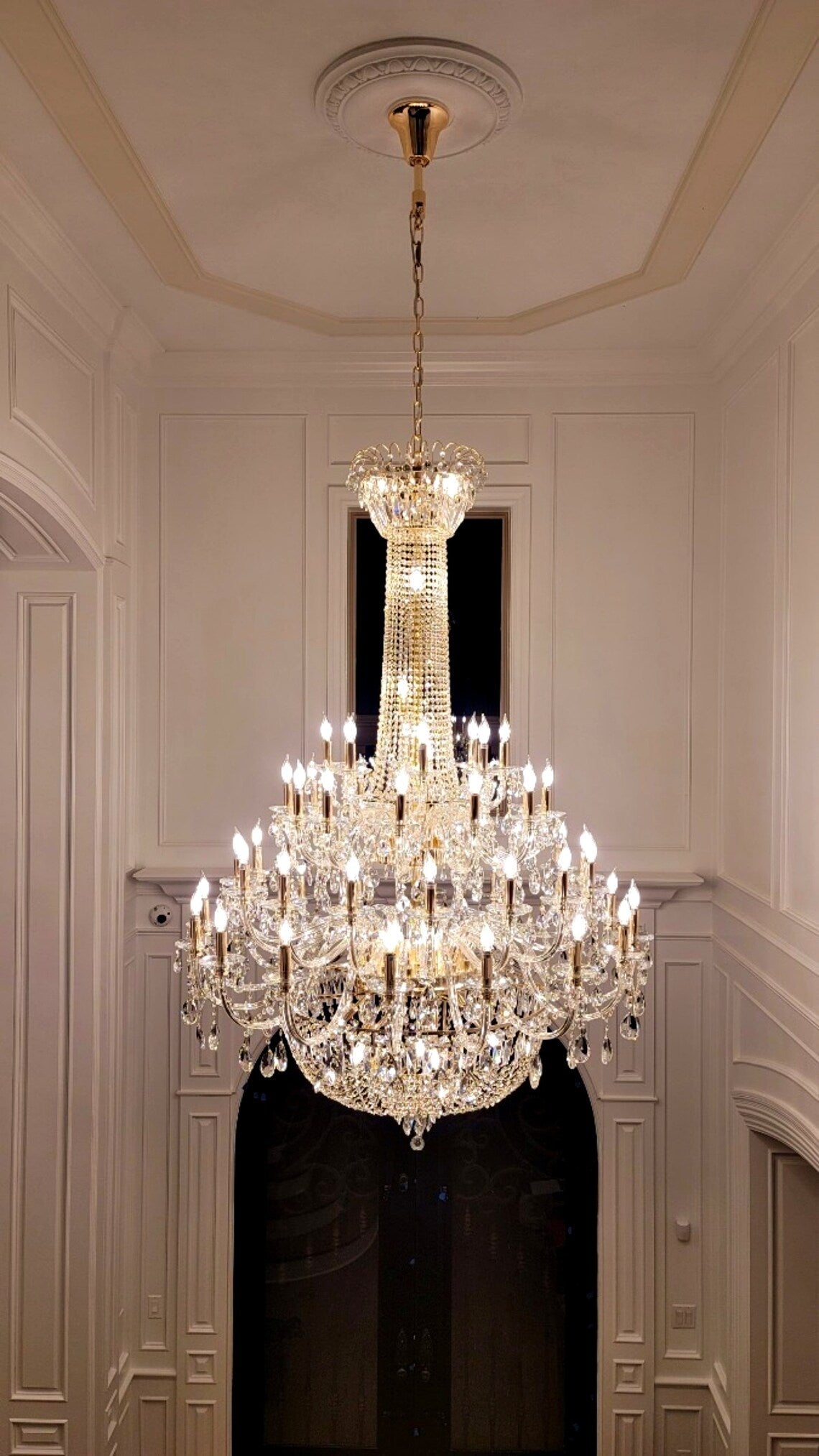 Extra Large European-style Multi-layers Candle Luxury Crystal Chandelier Gold Art Foyer/Staircase Decorative Light Fixture