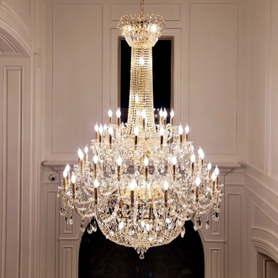 Extra Large European-style Multi-layers Candle Luxury Crystal Chandelier Gold Art Foyer/Staircase Decorative Light Fixture