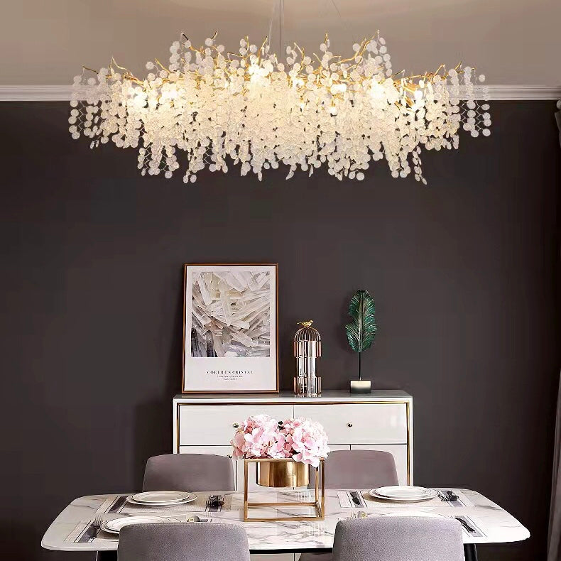 Luxury Branches Crystal Frosted Glass Chandelier Designs for Living /Dining Room Elegant Ceiling Light Wall Lamp Home Set