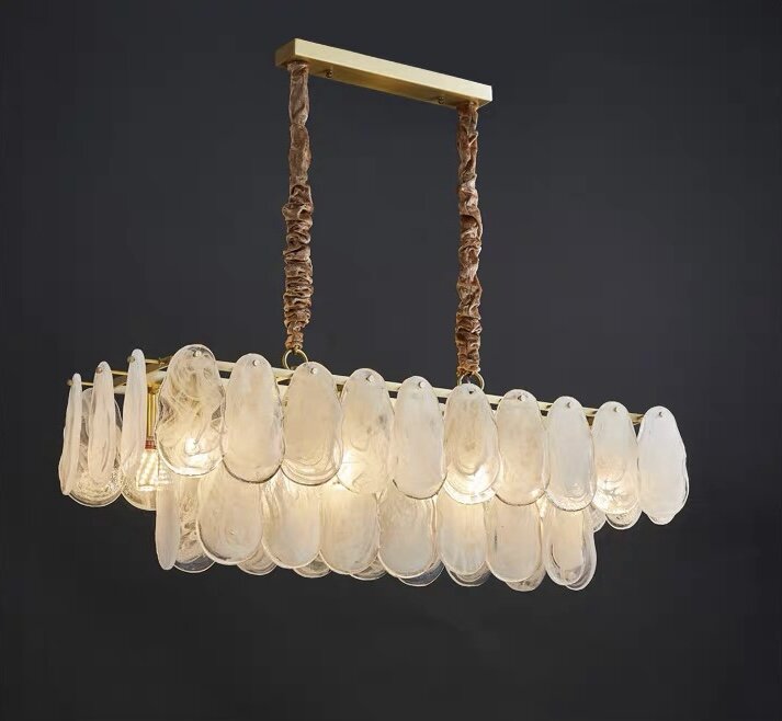 Post-modern Creative Art Cloud Glass Shell Double Layer Round Chandelier for Living & Dining Room