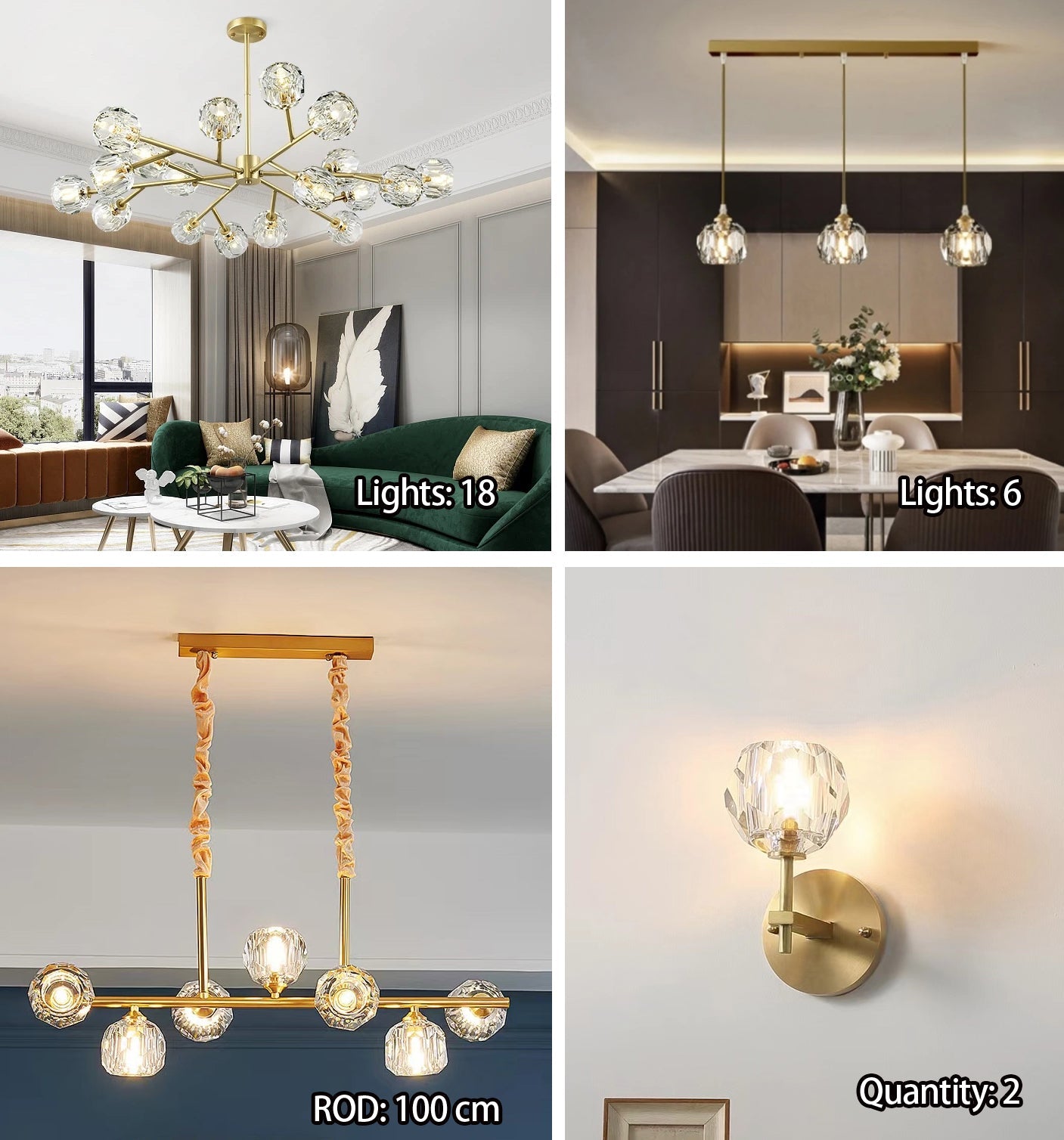 Brass Sputnik Chandelier With K9 Crystals Modern Ceiling Light Fixture