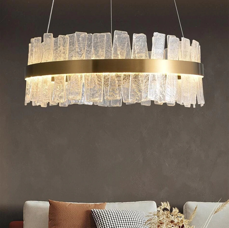 Sylvia Round Crystal Chandelier, Modern Living Room Chandelier