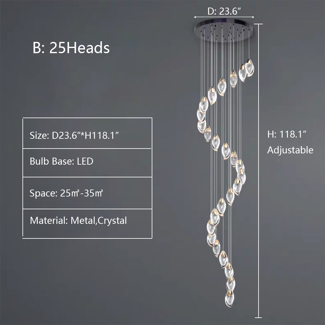 D23.6"*H118.1" chandelier,chandeliers,mango shape,crystal,air bubble,pendant,extra large,large,big,huge,oversize