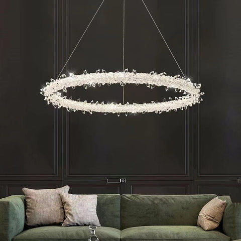3-Ring Halo Crystal Chandelier LED Ceiling Light For Girls' Bedroom Or Living Room