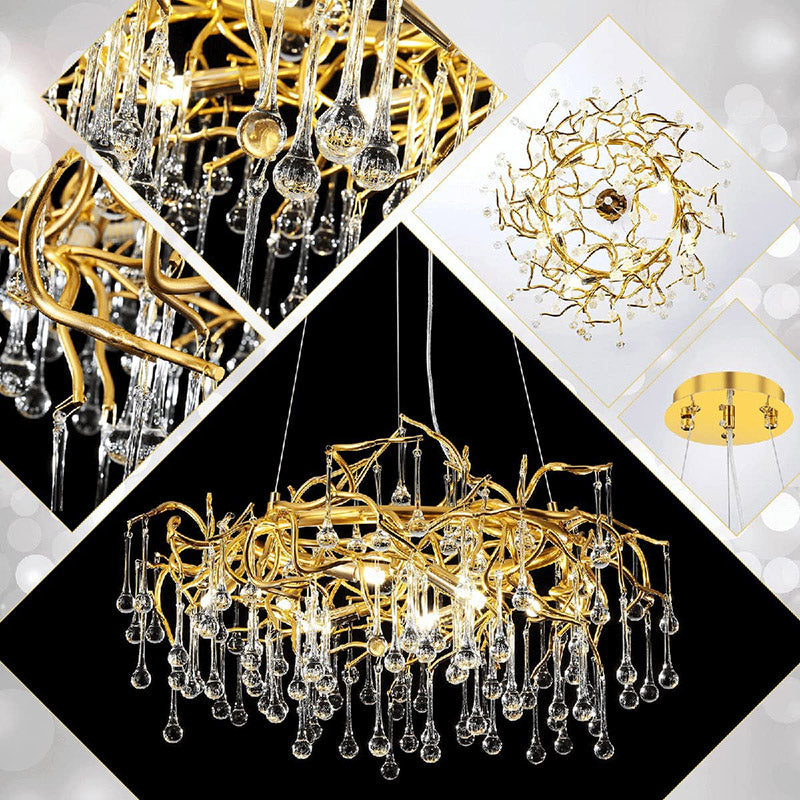 Doris Crystal Round Branch Chandelier 23.5"D Gold