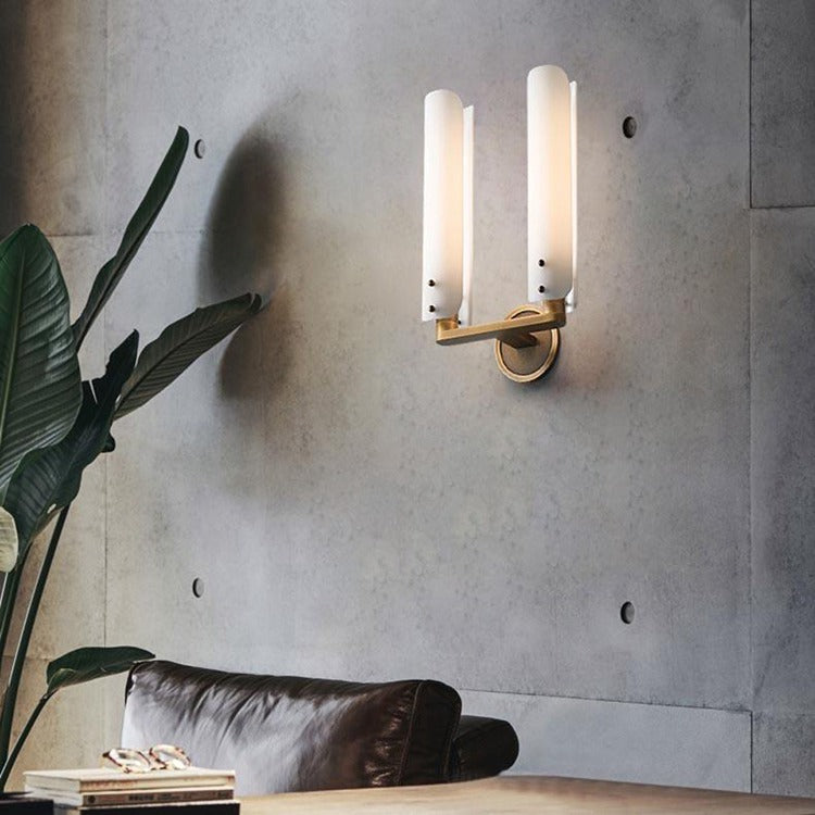 Alen Double White Glass Wall Sconce , Wall Lamps for Bedroom