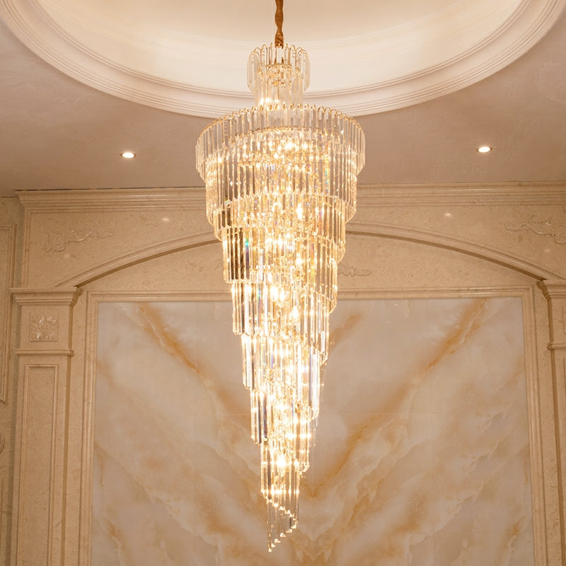 ValleyLamps D39.4"*H236.2"/ 58 Lights Fancy Extra Length modern Spiral Chandelier Long Crystal Chandelier For Hallway 