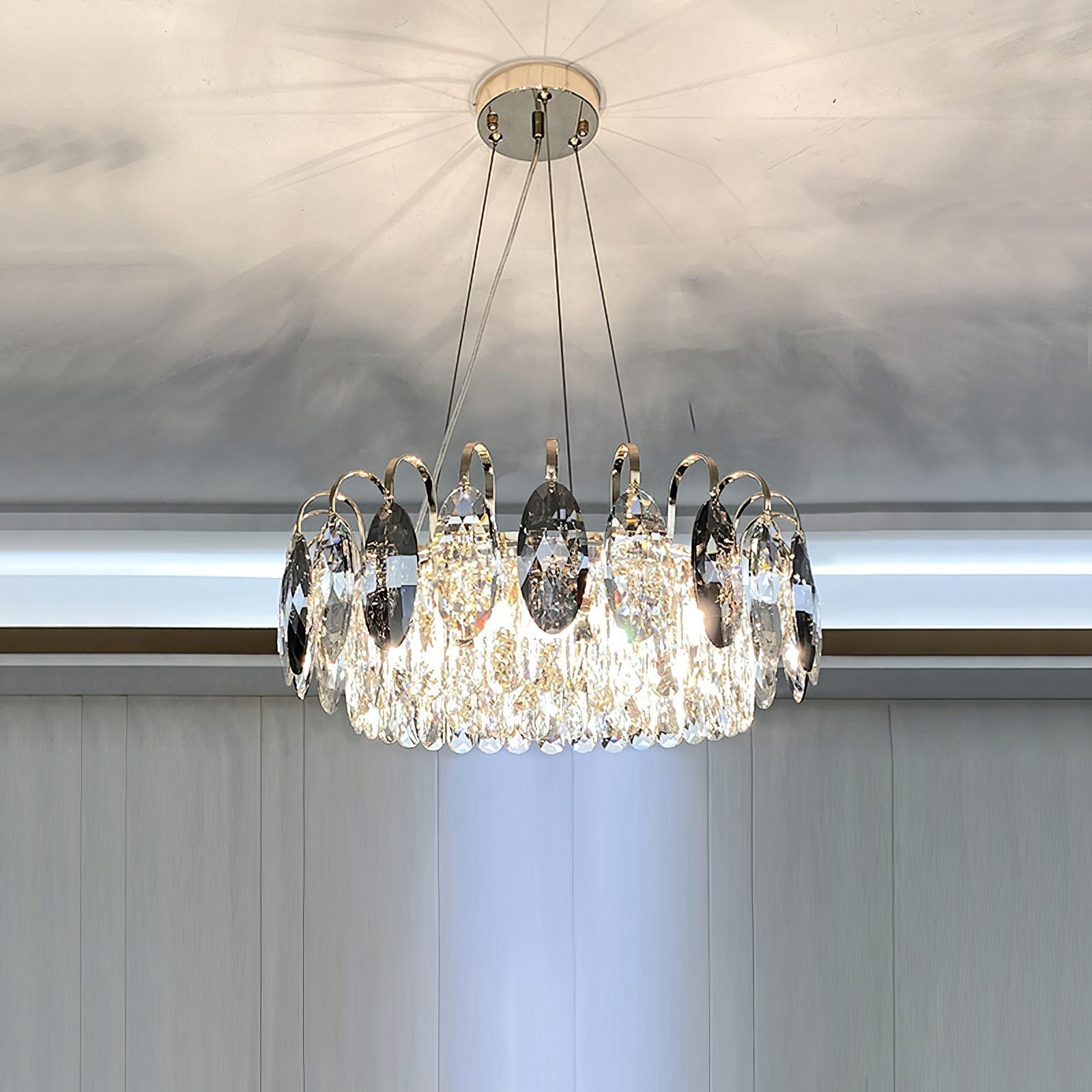 Luxurious K9 Crystal Chandelier in Brass/Silver Finish | Modern Ceiling Light Fixtures