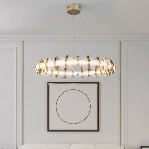 Nordic Artistic Trendy Acrylic Geometric Circle Chandelier for Bedroom/Living Room
