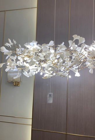 Gingko Leaf Flower Ceramics Chandelier For Foyer / Staircase /Hallway