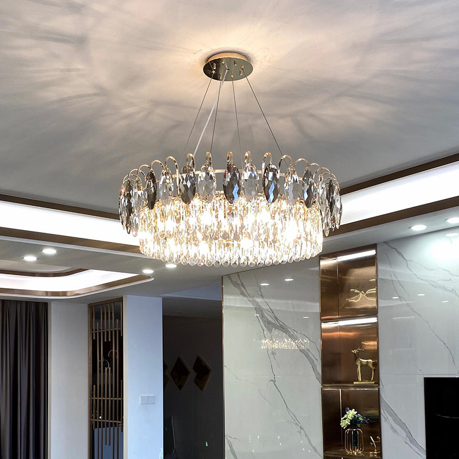 Luxurious K9 Crystal Chandelier in Brass/Silver Finish | Modern Ceiling Light Fixtures