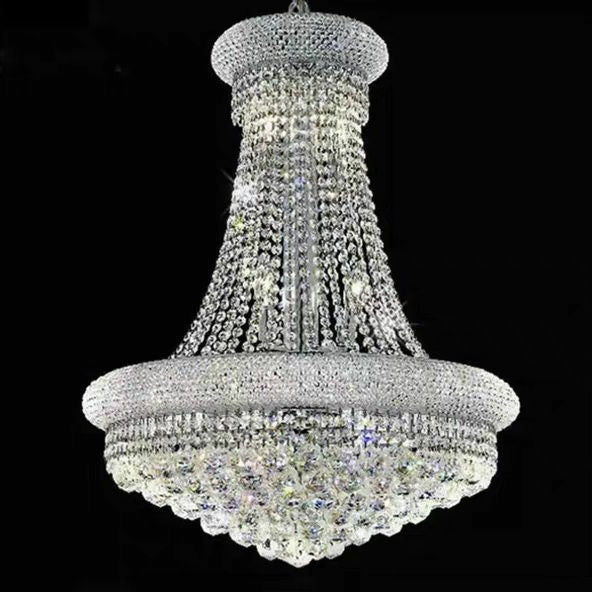 Luxury Empire Foyer K9 Crystal Chandelier Chrome D23.6"