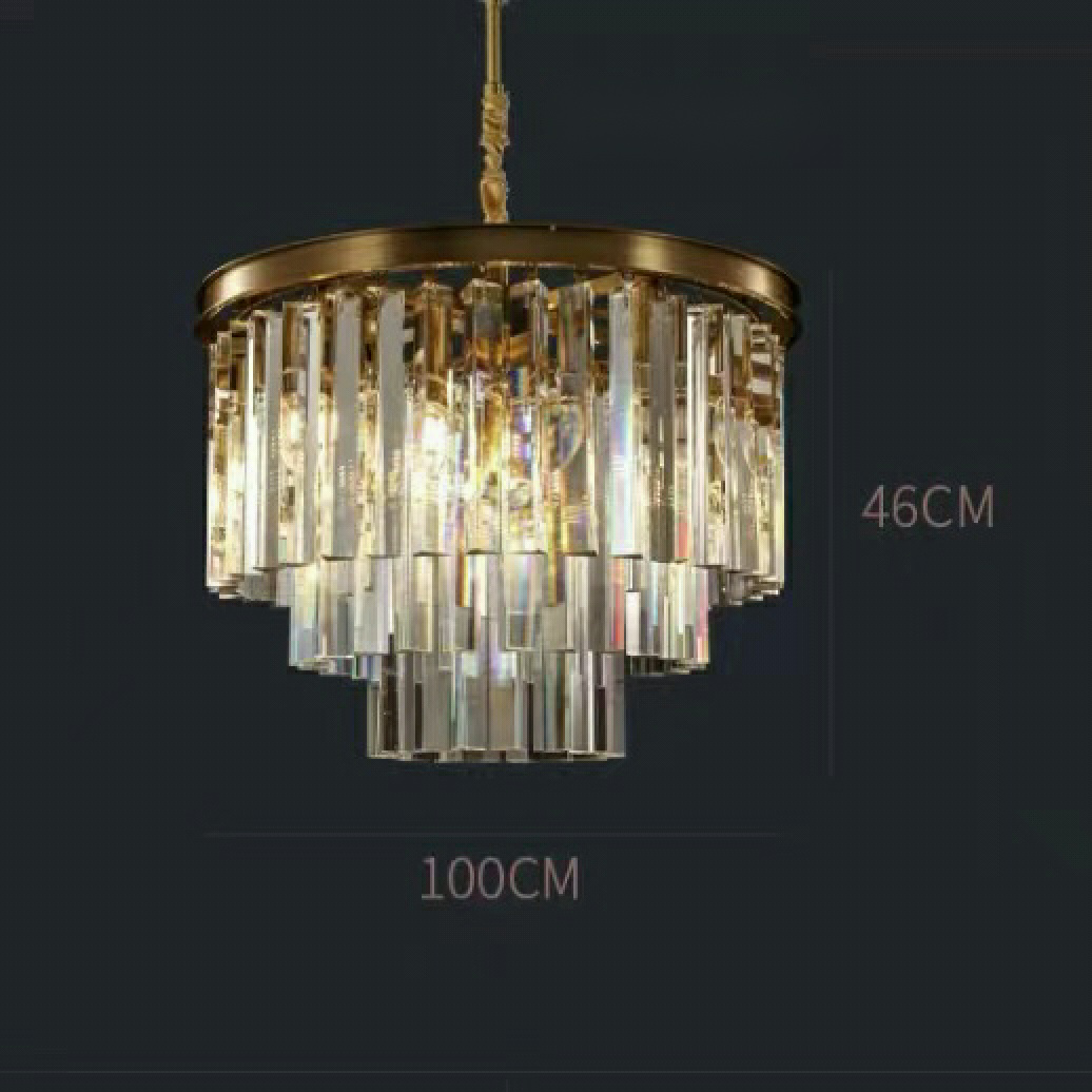 Luxury Pure Copper Crystal Chandelier Modern Living Room Light Villa Ceiling Lamp