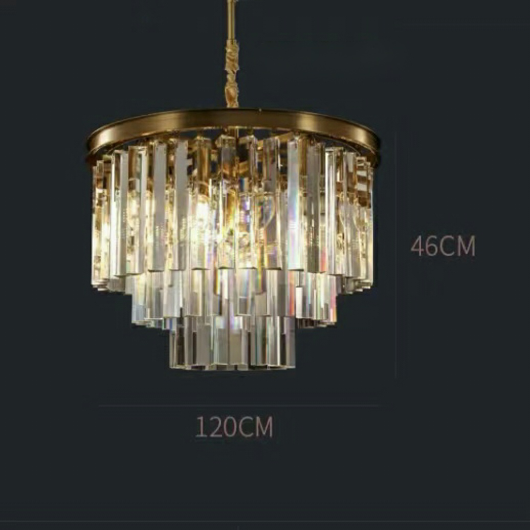 Luxury Pure Copper Crystal Chandelier Modern Living Room Light Villa Ceiling Lamp