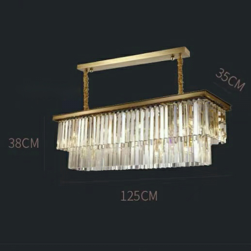 Luxury Pure Copper Crystal Chandelier Modern Living Room Light Villa Ceiling Lamp