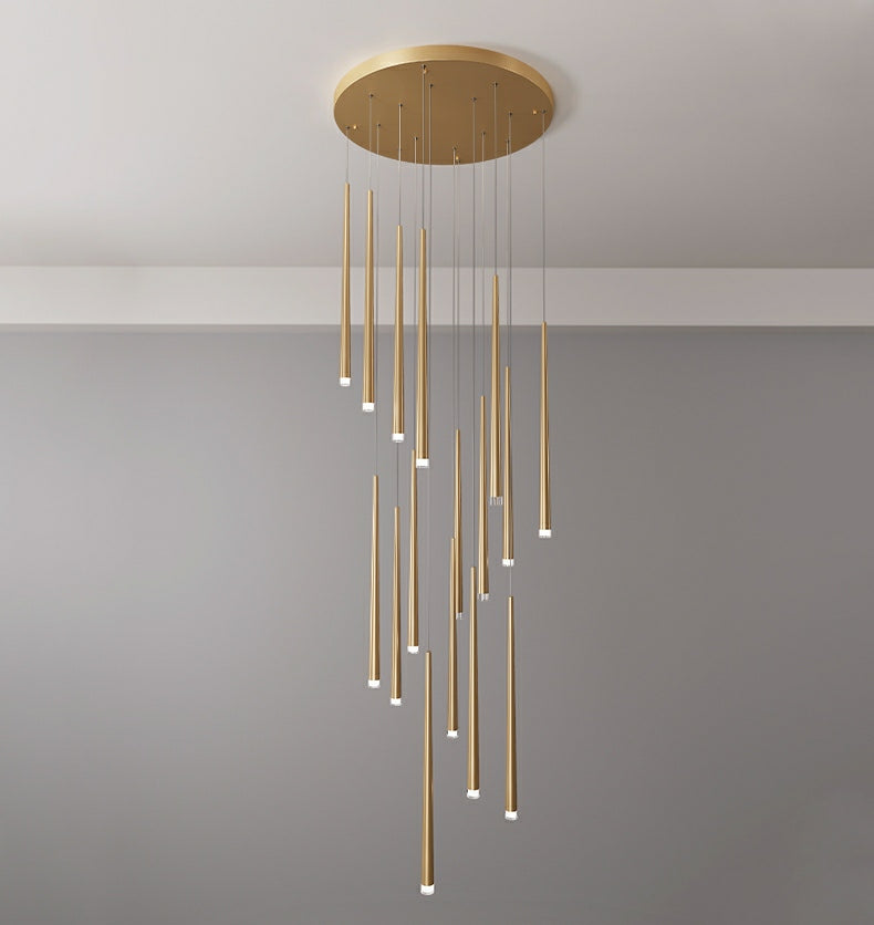 Minimalism Foyer Staircase Ceiling Chandelier Modern Pendant Lighting Fixture For Living Room Entryway In Gold/ Black Finish