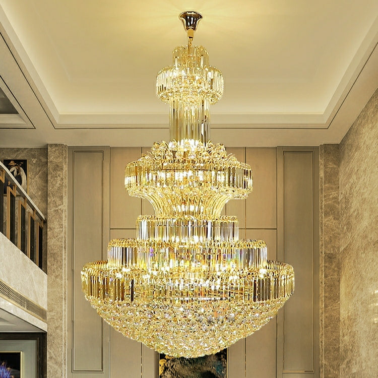 Modern Gold Foyer Extra Large Crystal Chandeliers Round Luxury Ceiling Light Fixture For Hall Entrance