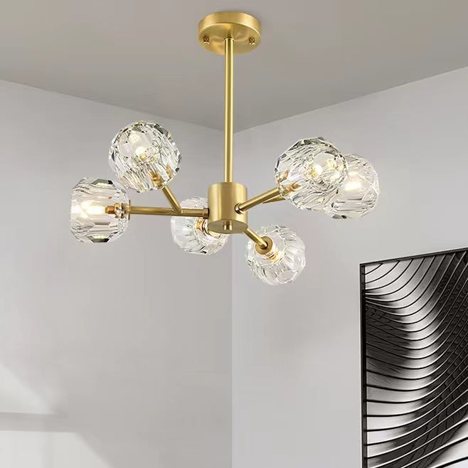 Brass Sputnik Chandelier With K9 Crystals Modern Ceiling Light Fixture