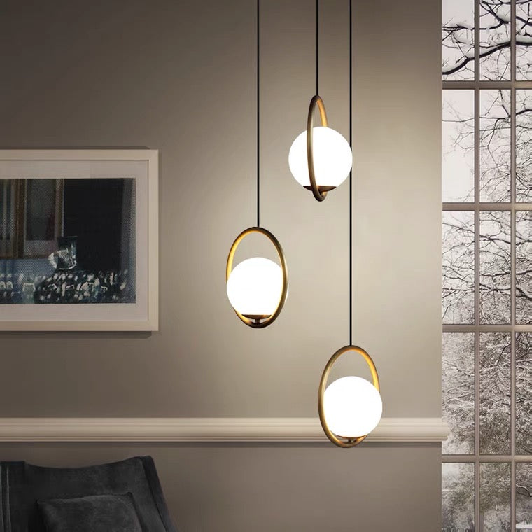 Modern Pure Copper Dining Room Ceiling Light Simple Stylish Ball Bedroom Pendant Lamp