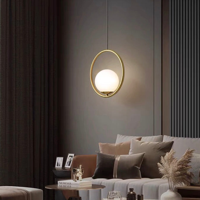 Modern Pure Copper Dining Room Ceiling Light Simple Stylish Ball Bedroom Pendant Lamp