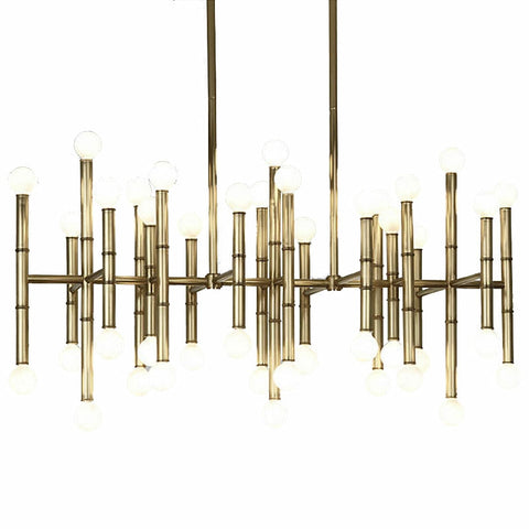 Post Modern Bamboo Style Linear Chandelier For Living Room God Iron Design Dining Table Ceiling Light
