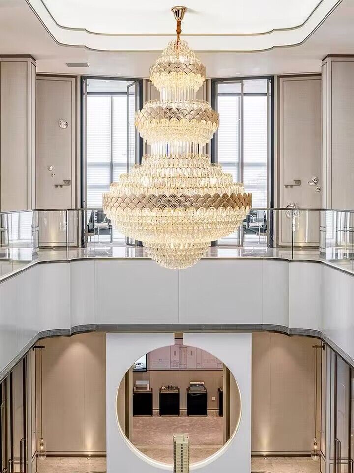 Extra Large Multi-layers Gold Luxury Crystal Chandelier Modern Empire Decrative Crystal Light For Living Room/Foyer/Staircase