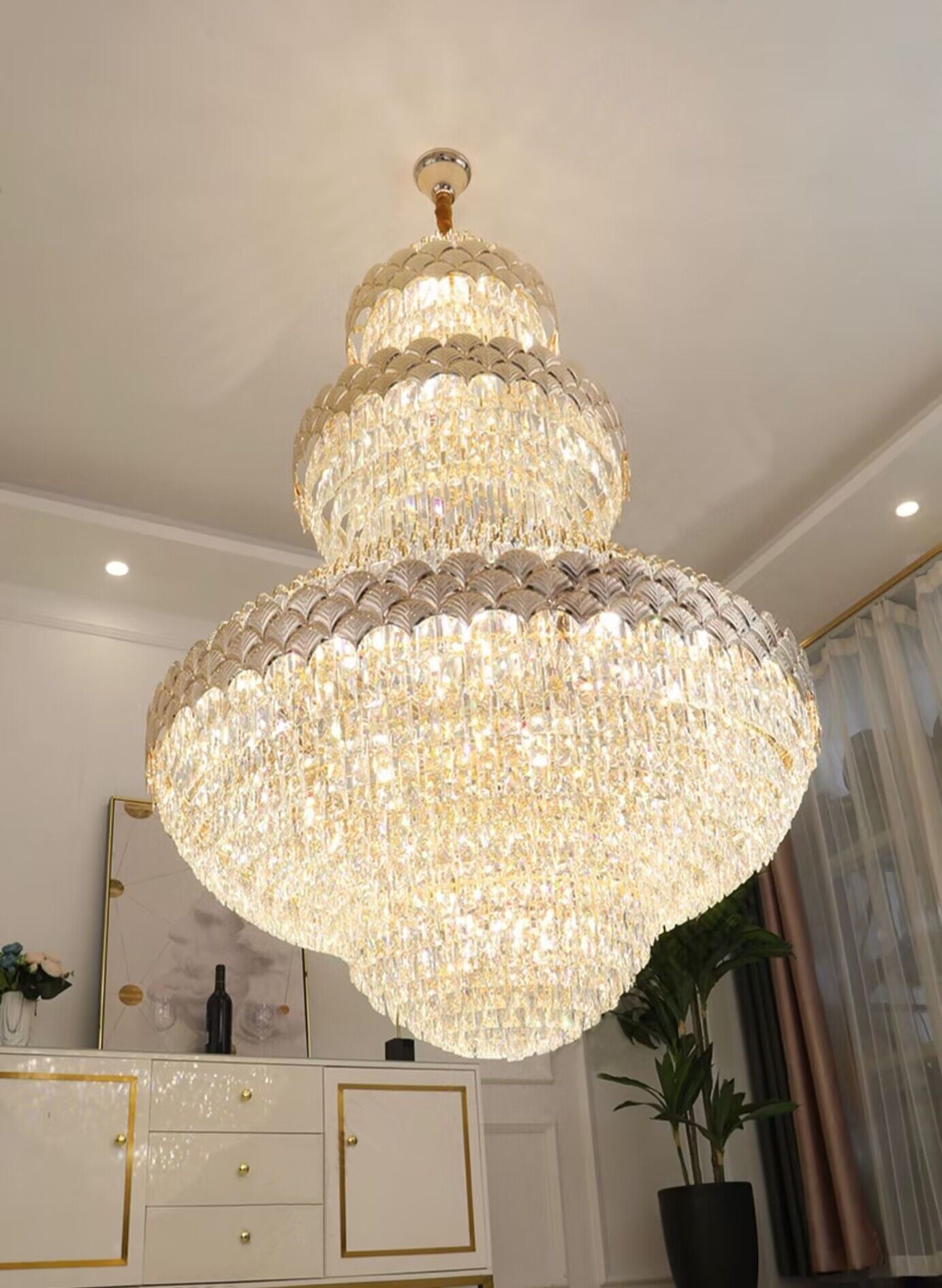 Extra Large Multi-layers Gold Luxury Crystal Chandelier Modern Empire Decrative Crystal Light For Living Room/Foyer/Staircase