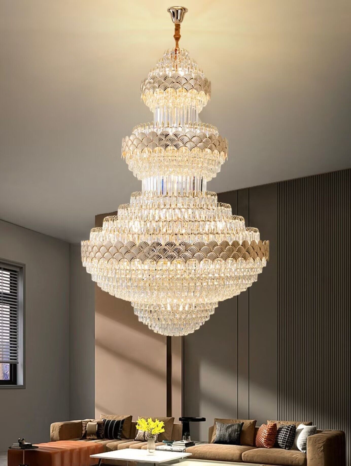 Extra Large Multi-layers Gold Luxury Crystal Chandelier Modern Empire Decrative Crystal Light For Living Room/Foyer/Staircase