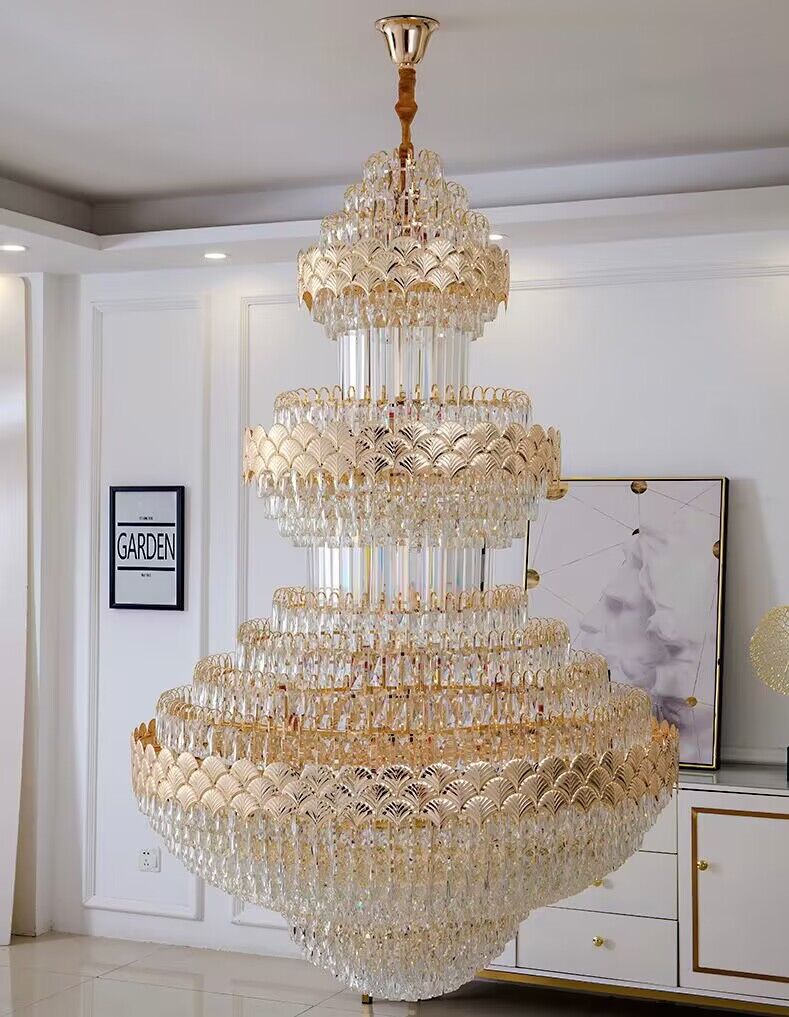 Extra Large Multi-layers Gold Luxury Crystal Chandelier Modern Empire Decrative Crystal Light For Living Room/Foyer/Staircase