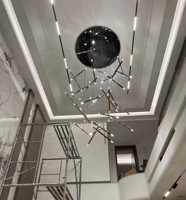 Modern Italian Creative Art Sticks Ceiling Chandelier for Living Room/Staircase/Hotel Lobby， round ,rectangle, extra large , oversized, sticks, acrylic, adjustable, foyer, duplex