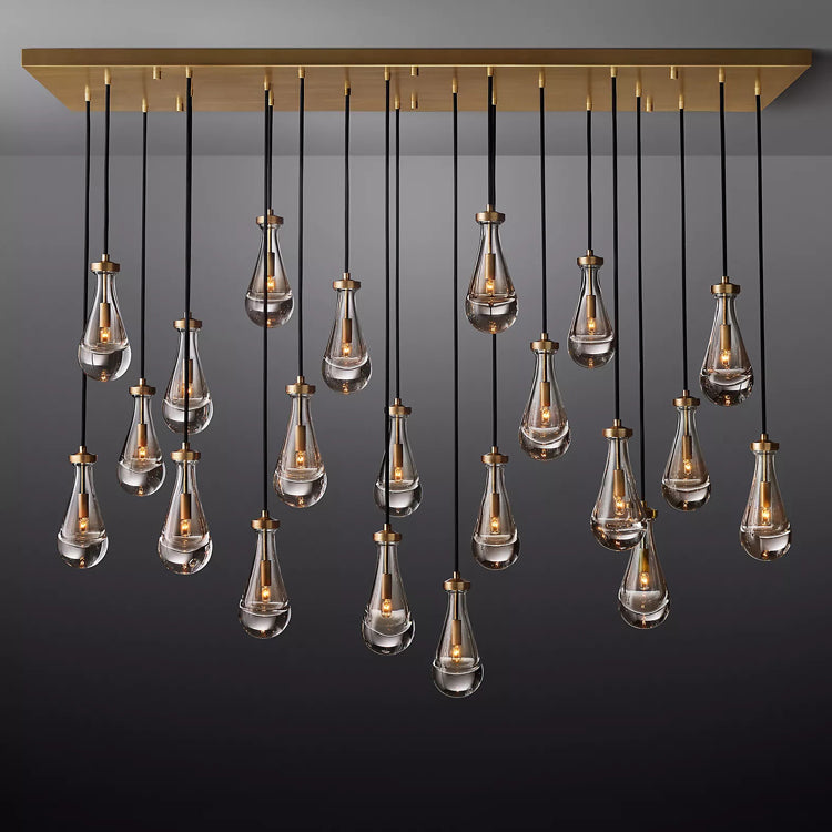 Raindrop Glass Linear Chandelier 72"