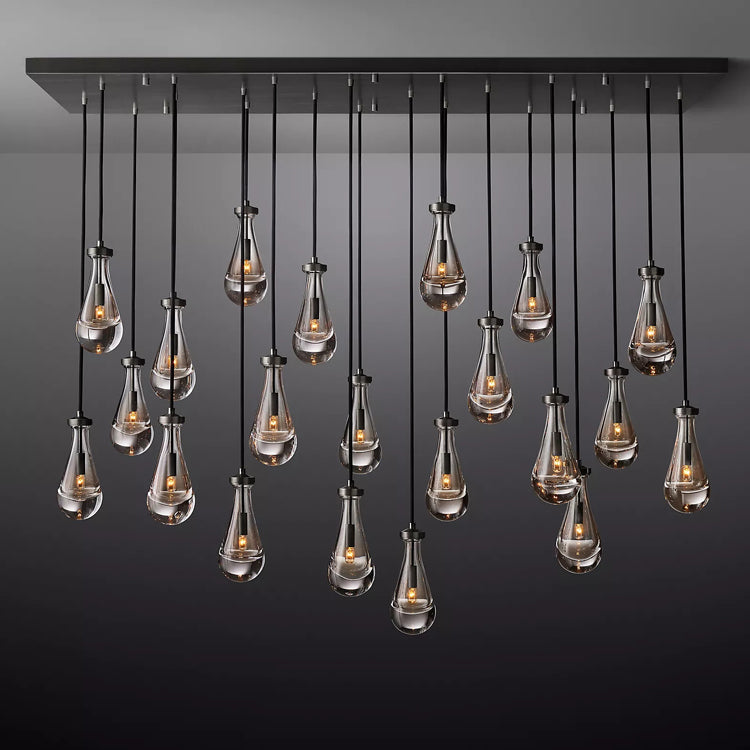 Raindrop Glass Linear Chandelier 72"