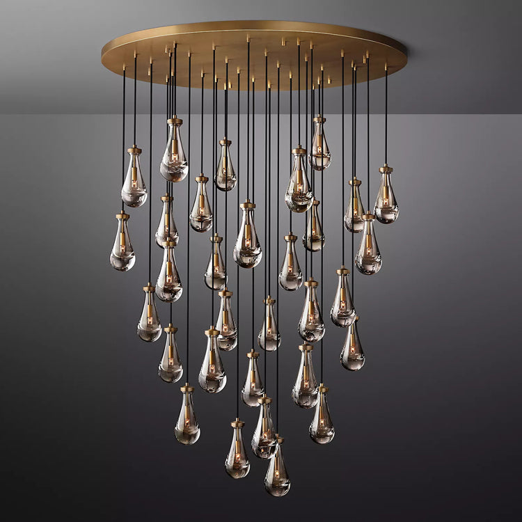 Raindrop Glass Round Chandelier 60"