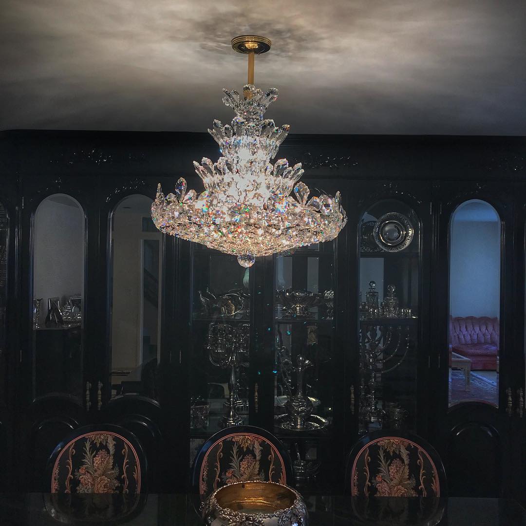 Luxury Empire Floral Crystal Chandelier With 4 Layers Modern Light Fixture For Foyer And Living Room