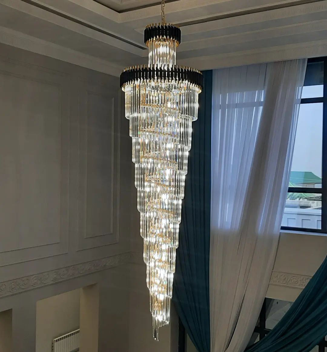 Spiral Crystal Chandelier For Foyer/ Staircase