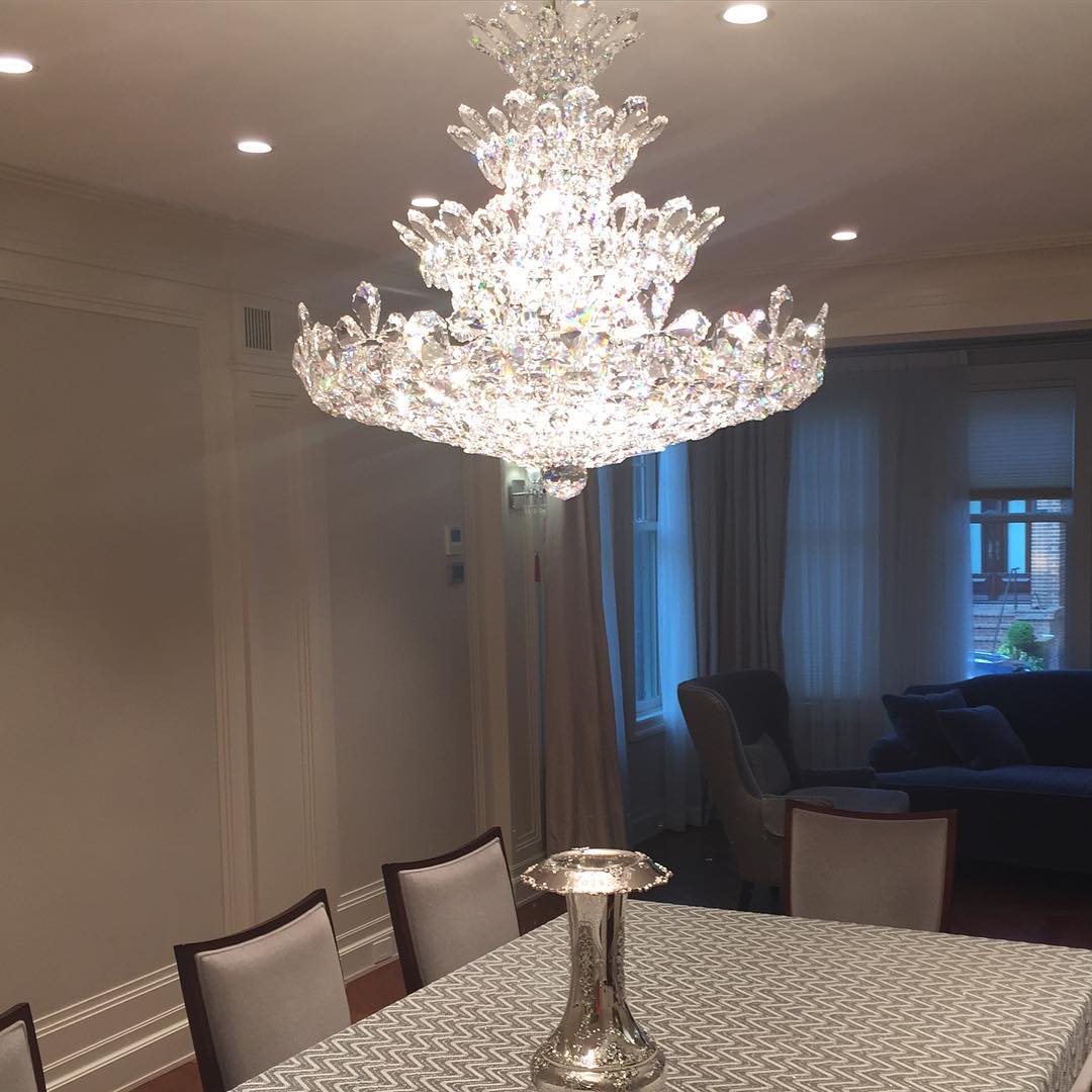 Luxury Empire Floral Crystal Chandelier With 4 Layers Modern Light Fixture For Foyer And Living Room