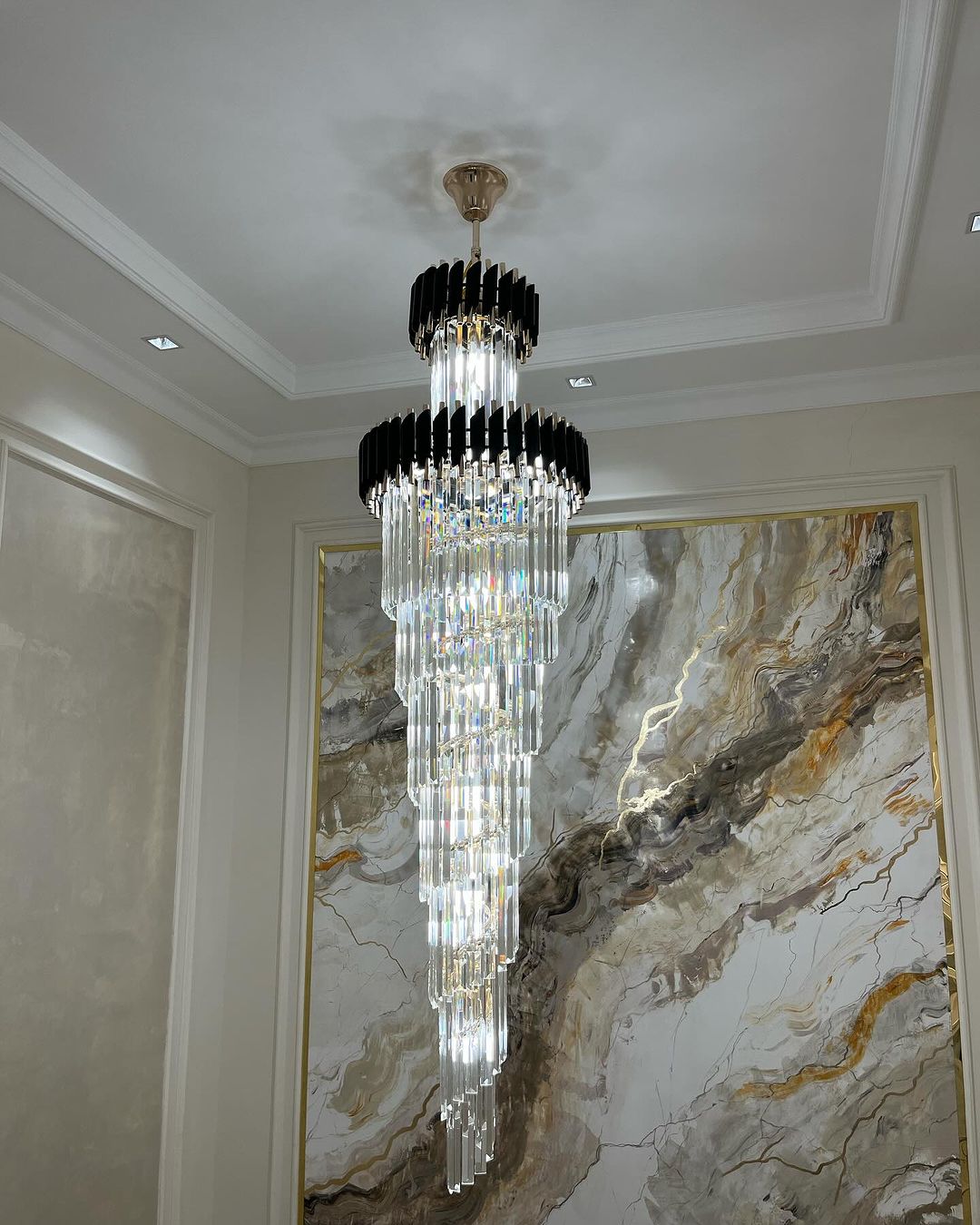 Spiral Crystal Chandelier For Foyer/ Staircase