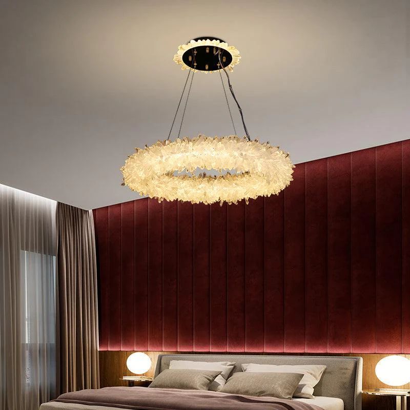 Rock Crystal Halo Modern Chandelier - valleylamps