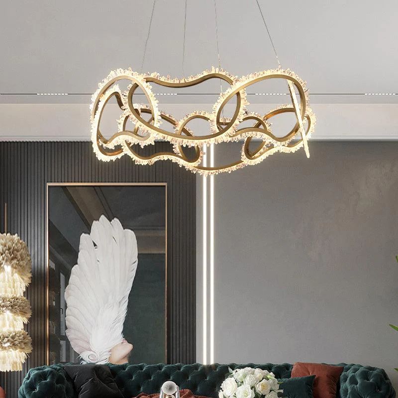 Rock Crystal Multi Ring Chandelier - valleylamps