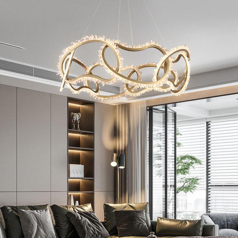 Rock Crystal Multi Ring Chandelier - valleylamps