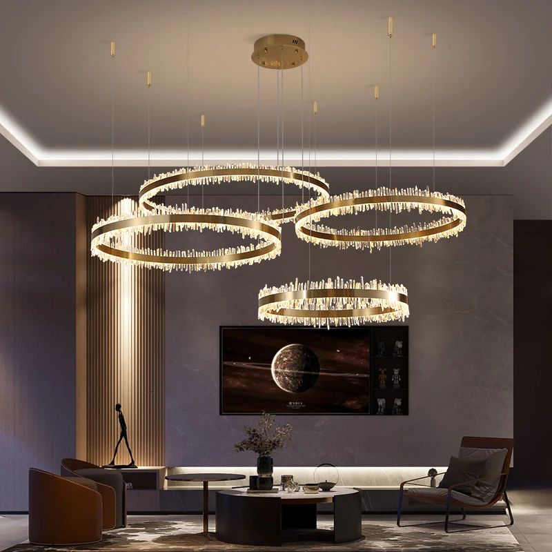 Rock Crystal Rings Luxury Chandelier - valleylamps