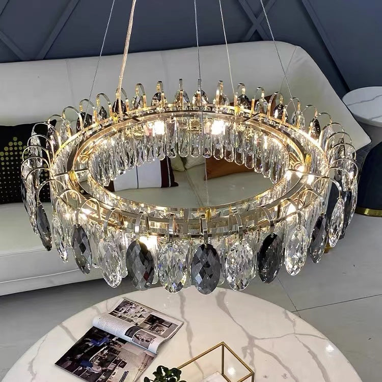 Luxurious K9 Crystal Chandelier in Brass/Silver Finish | Modern Ceiling Light Fixtures