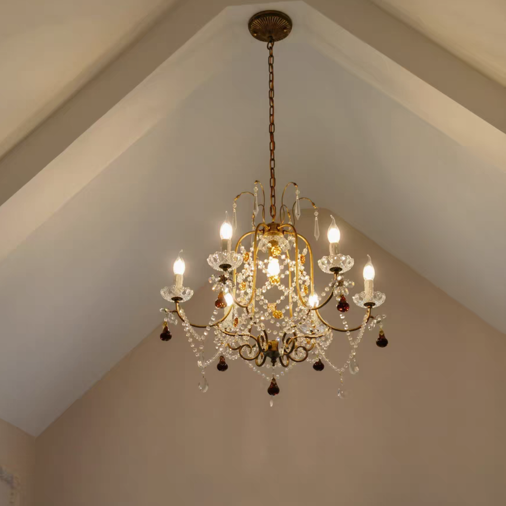 Majestic Splendor: Ornate French Antique Crystal Ceiling Chandelier