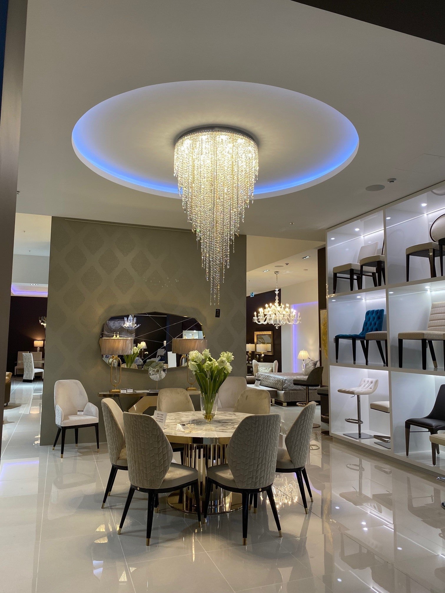 Modern Light Luxury Crystal Tassel Chandelier for Staircase/Living Room