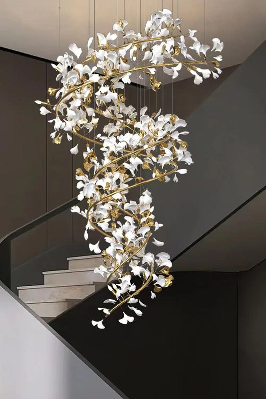 Art Design Ceramic Gingko Chandelier for Living Room/Staircse/Entryway/Foyer