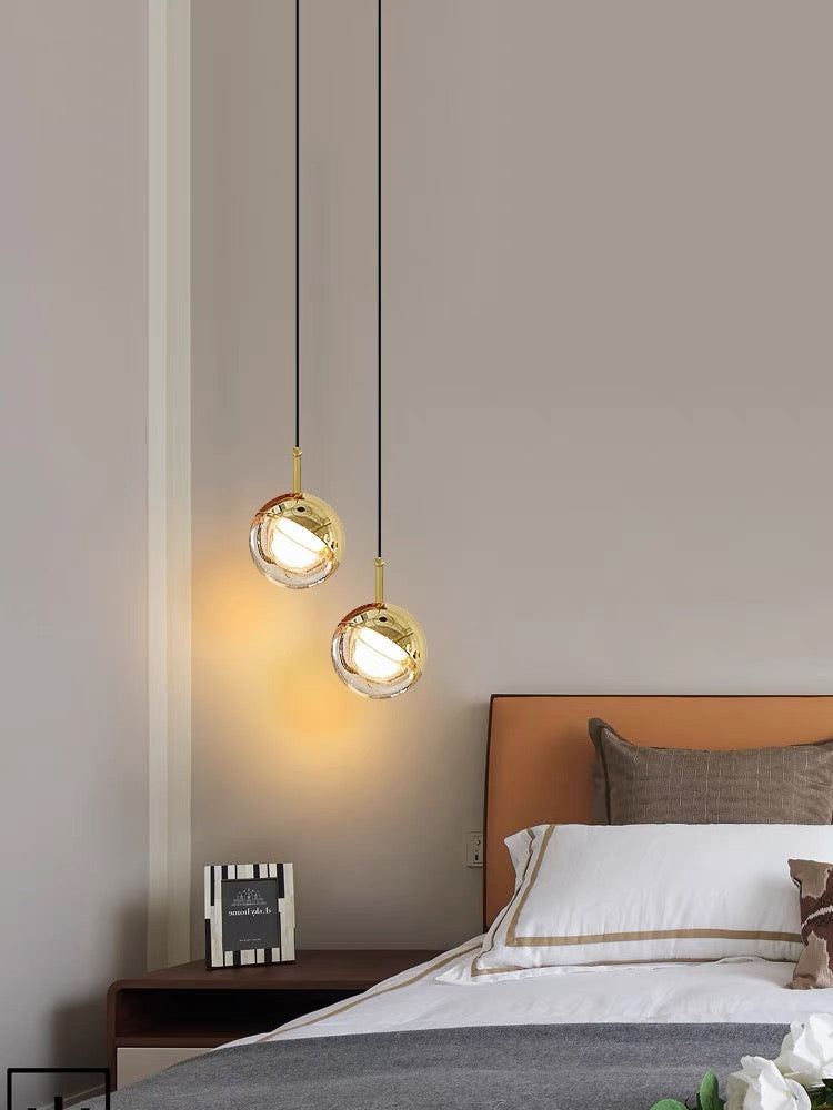 Nordic Simple Globe Pendant Suspension Light in Gold/Rose Gold