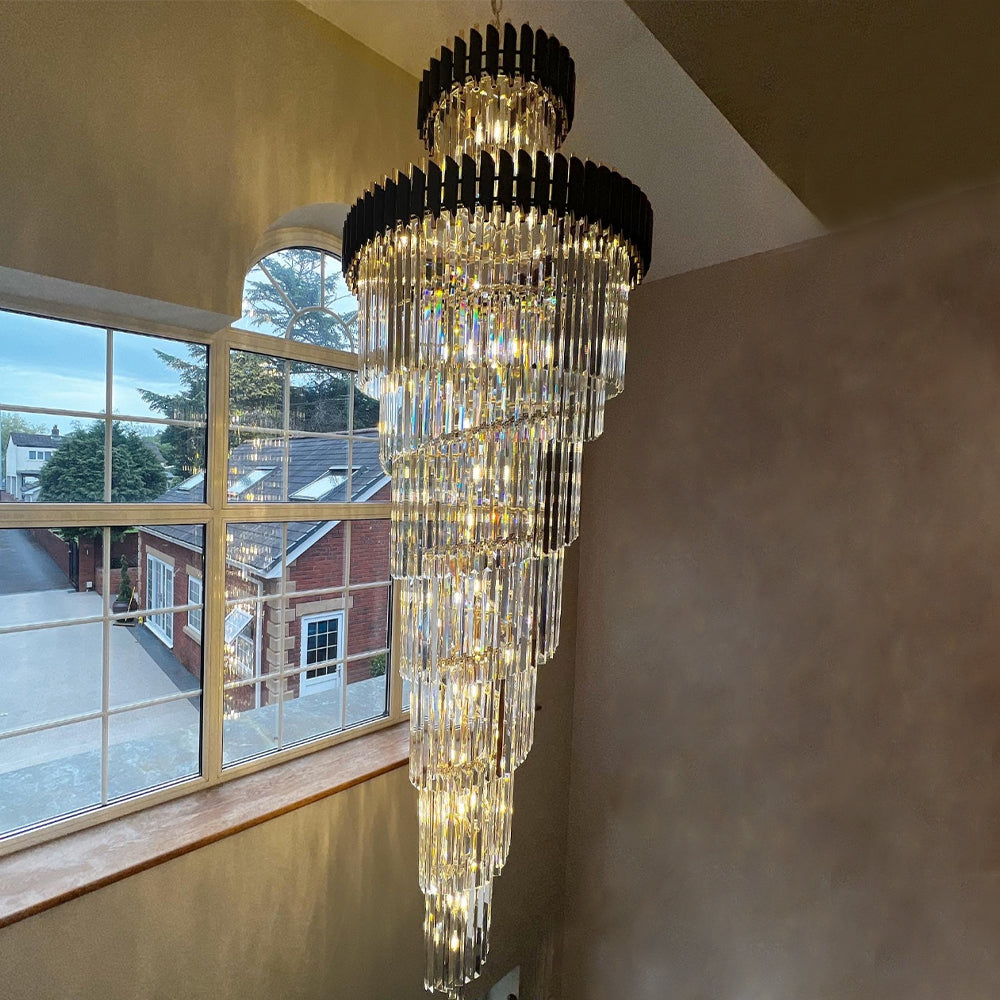 Spiral Crystal Chandelier For Foyer/ Staircase