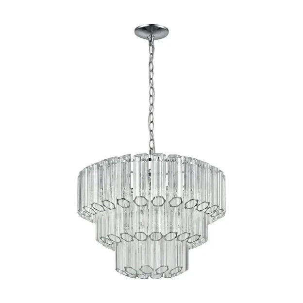 Modern Art Design 4/7-Light Smoky Gray/Clear Layered Glass Chandelier