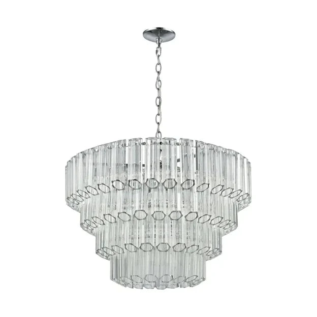 Modern Art Design 4/7-Light Smoky Gray/Clear Layered Glass Chandelier