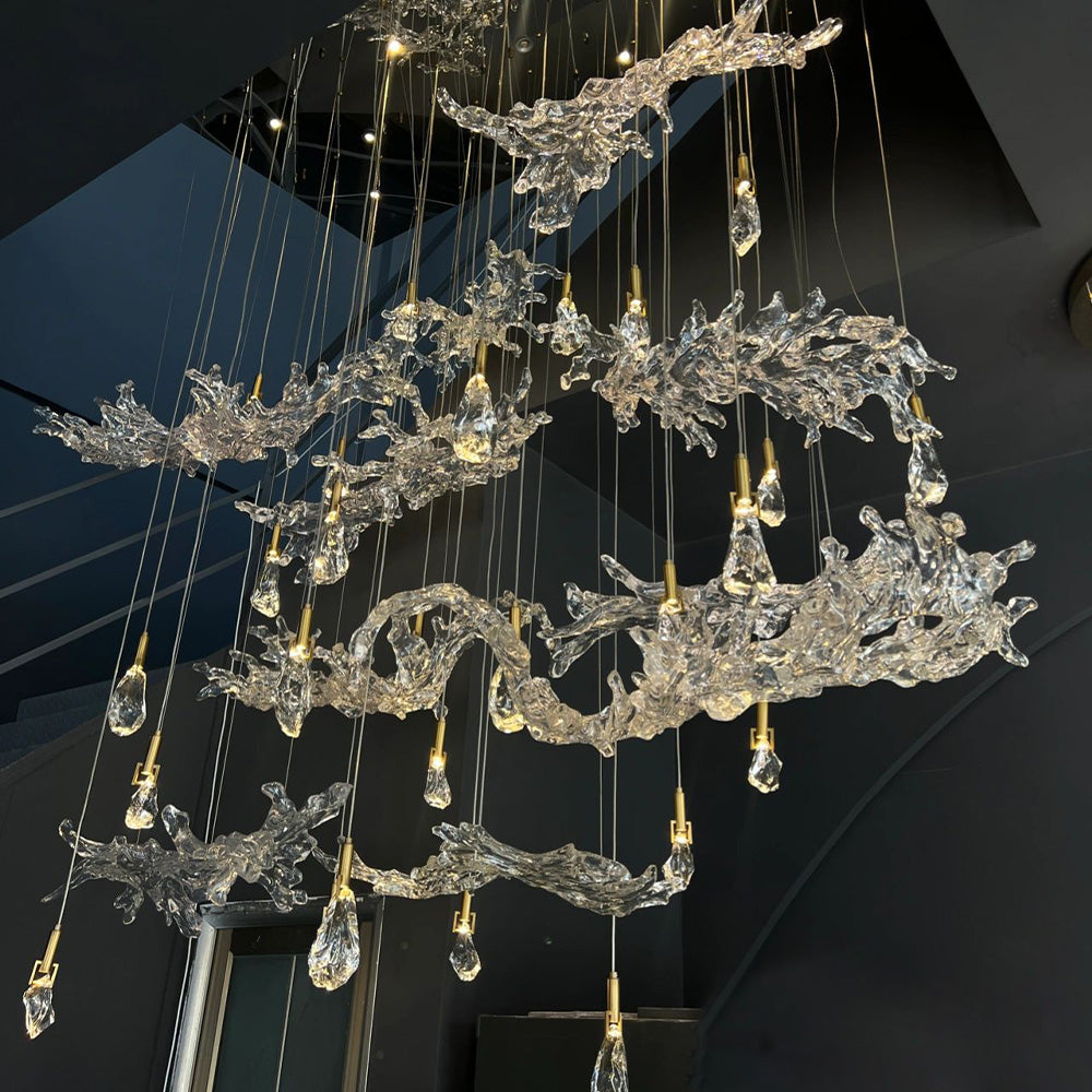 Art Design Creative Wave Crystal Chandelier for Living Room/Staircase/Foyer